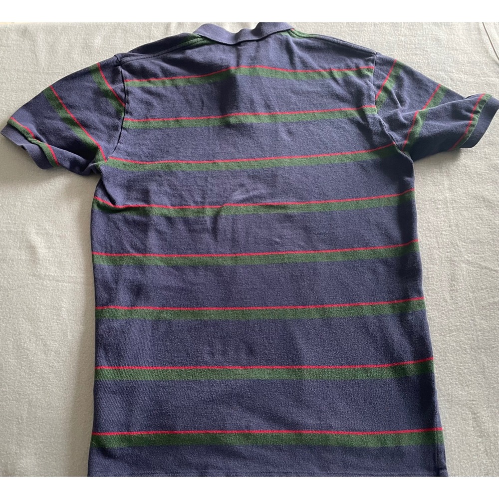 Polo Ralph Lauren Mens Med Navy Blu Striped Short Sleeve Cotton Polo Shirt Rugby - Picture 8 of 8